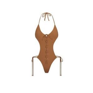 Skims Signature Swim Lace Up Monokini Almond Size XL
